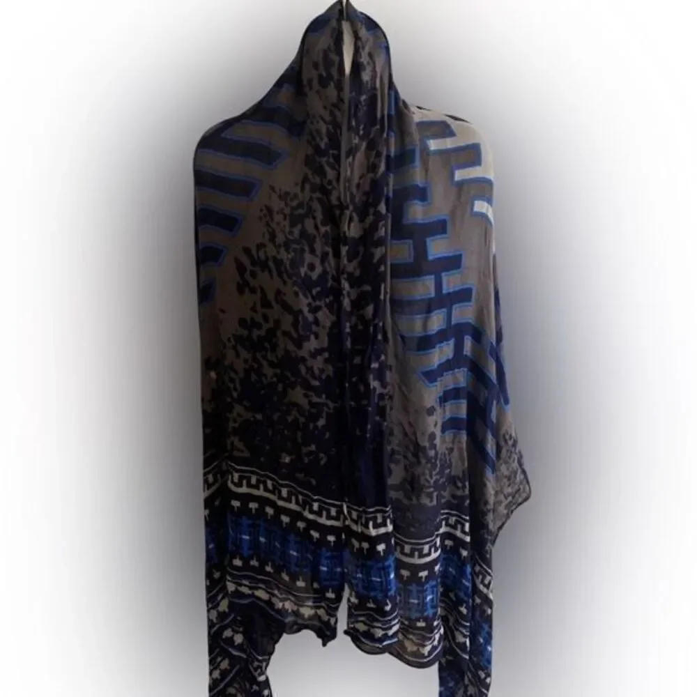 Nordstrom Wool Blend Scarf -37 x72 blue , gray , black , wool cotton , tags off